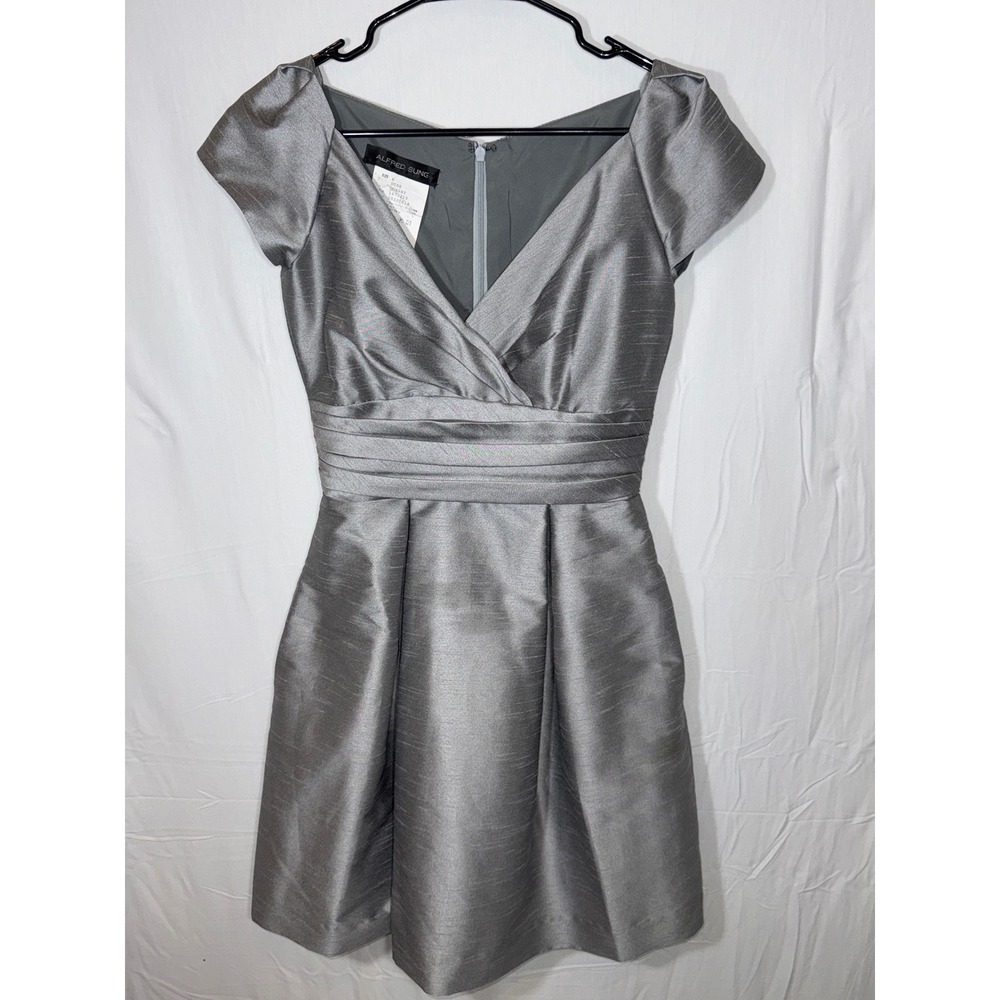 Alfred Sung Gray Dress Size 6 Cocktail Party‎ Wedding Guest Career